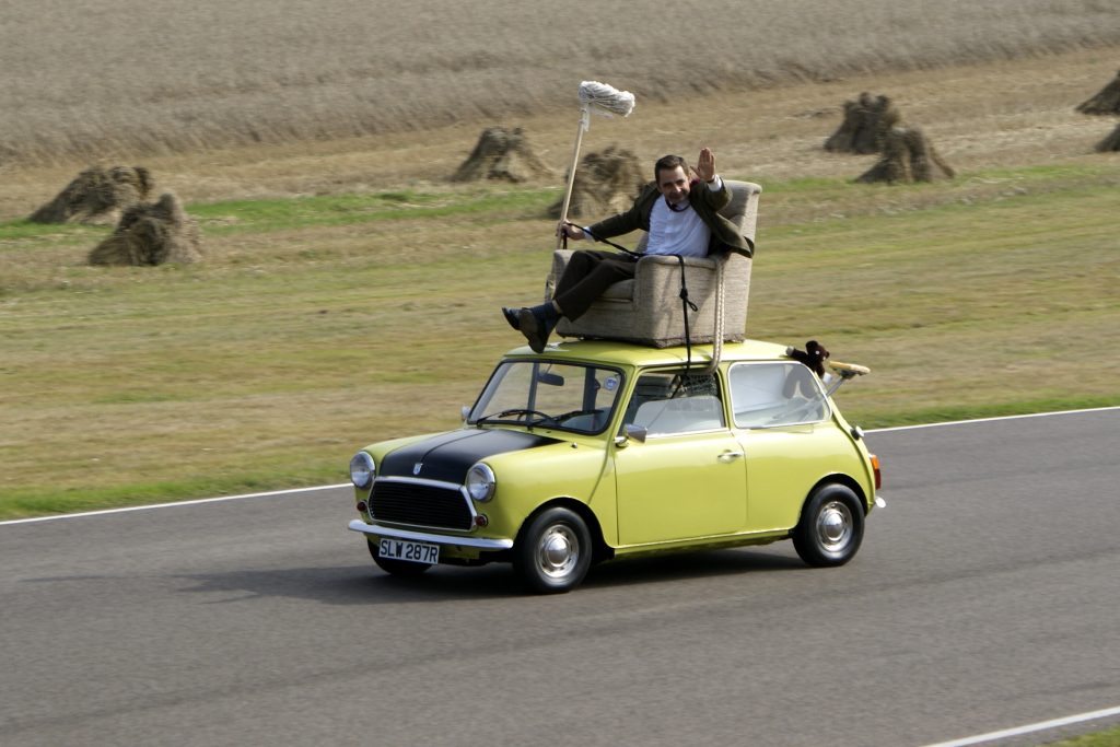 Rowan Aktinson on a Mini Goodwood Circuit